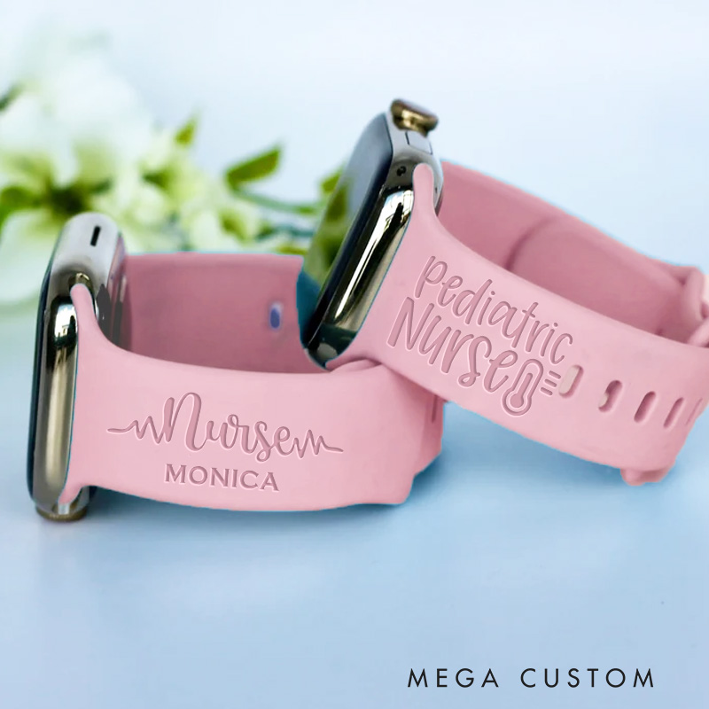Personalized Pediatric Nurse Apple Watch Band Engraved Apple Watch Band Custom Name Watch Band