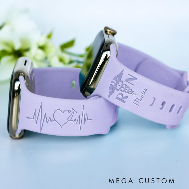 Personalized Registered Nurse Themed Apple Watch Band Engraved Apple Watch Band Custom Name Watch Band