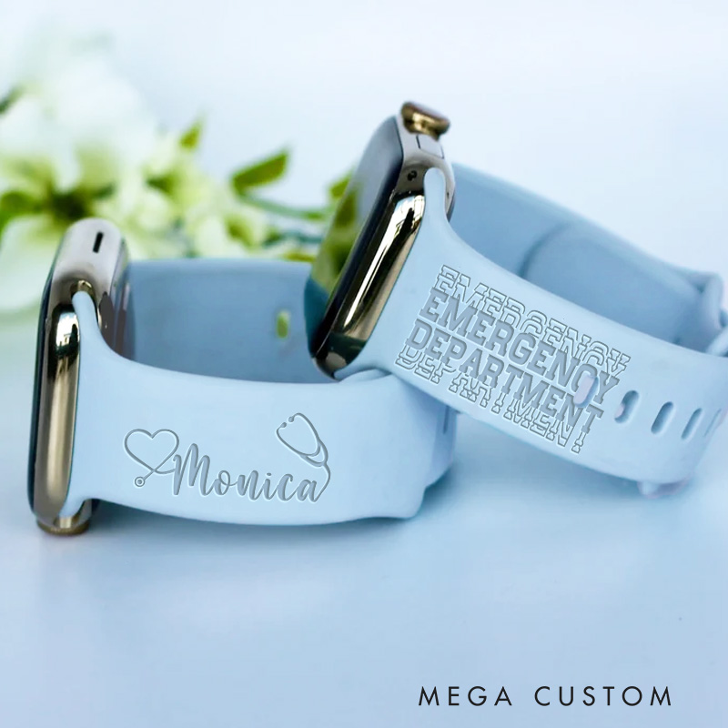 Personalized Emergency Nurse Themed Apple Watch Band Engraved Apple Watch Band Custom Name Watch Band