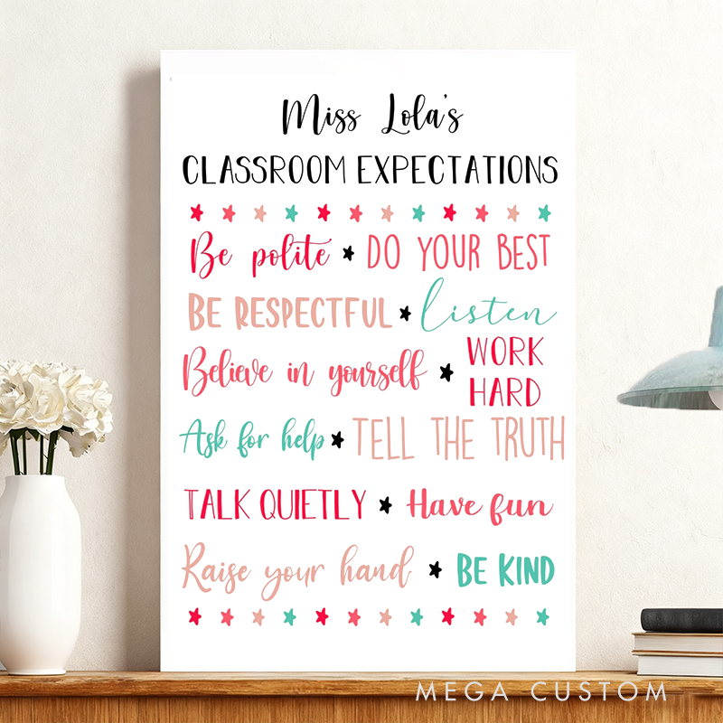 Personalized Teacher Poster Print Gift Teacher's Classroom Expectations Design Home Classroom Wall Art Unique Gift for Teachers