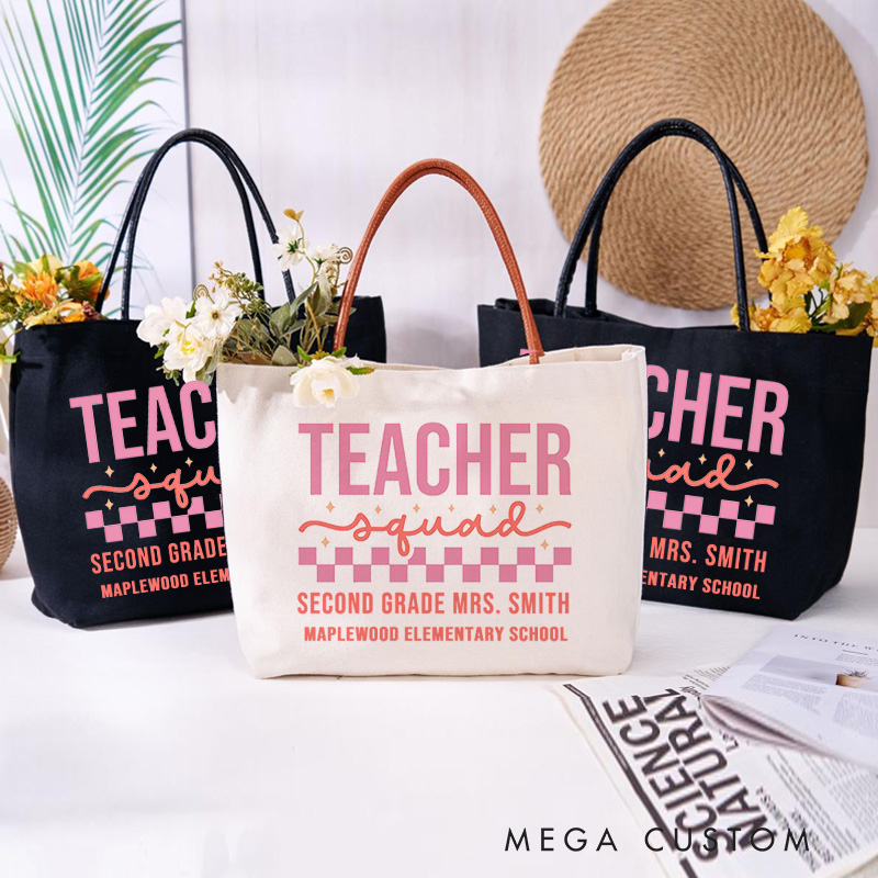 Personalized Teacher Canvas Tote Bag Appreciation Gift for Teacher Team