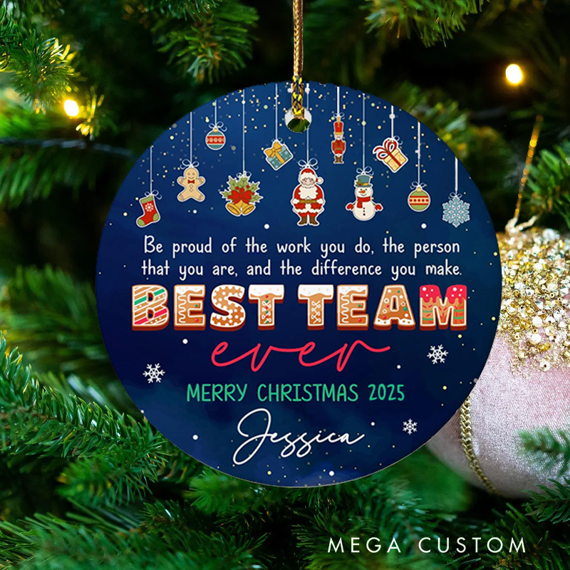 Personalized  Christmas Ornament with Best Team Design Gift for Coworkers