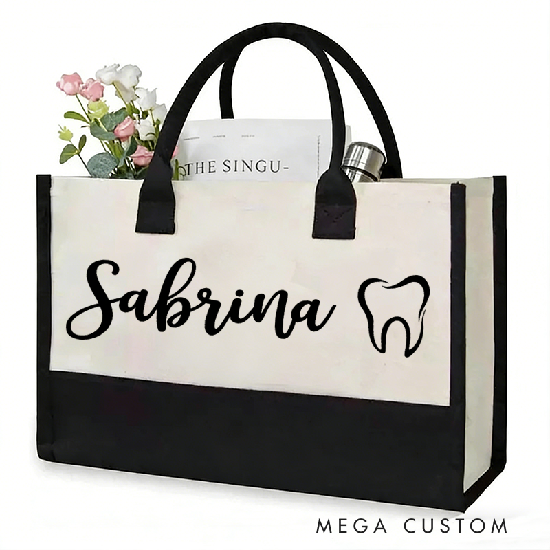 Personalized Nurse Tote Bag Custom Name Tooth Bag Thoughtful Gift for Nurses