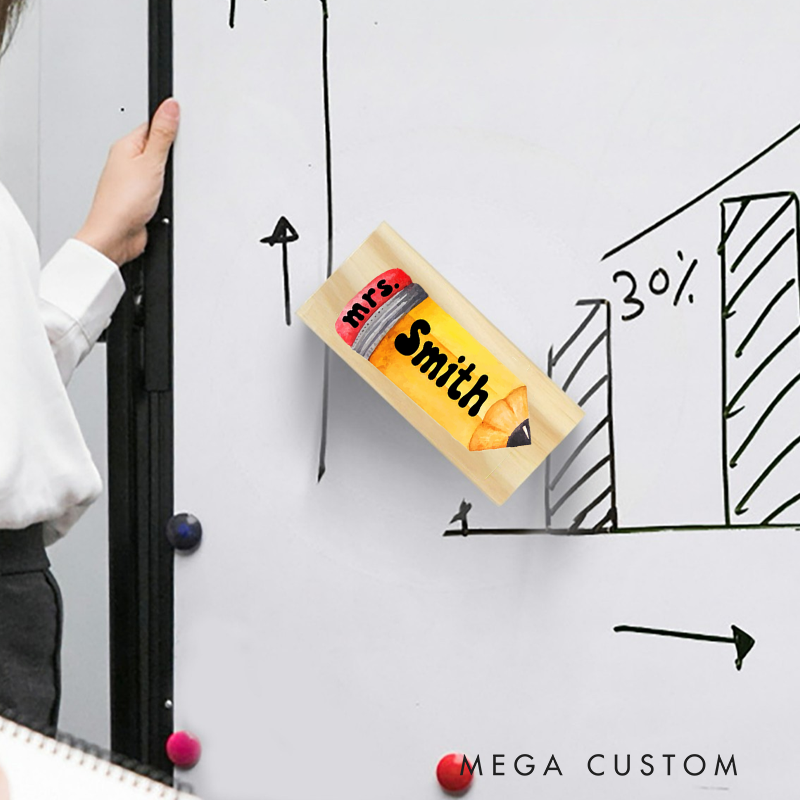 Personalized Magnetic Wooden Whiteboard Erase Cute Pencil Design Appreciation Gift for Teachers