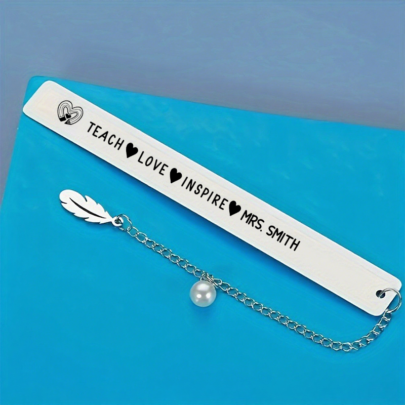 Personalized Stainless Steel Bookmark for Teachers Pencil Rainbow Teach Love Inspire Design Bookmark Teacher Thoughtful Gift