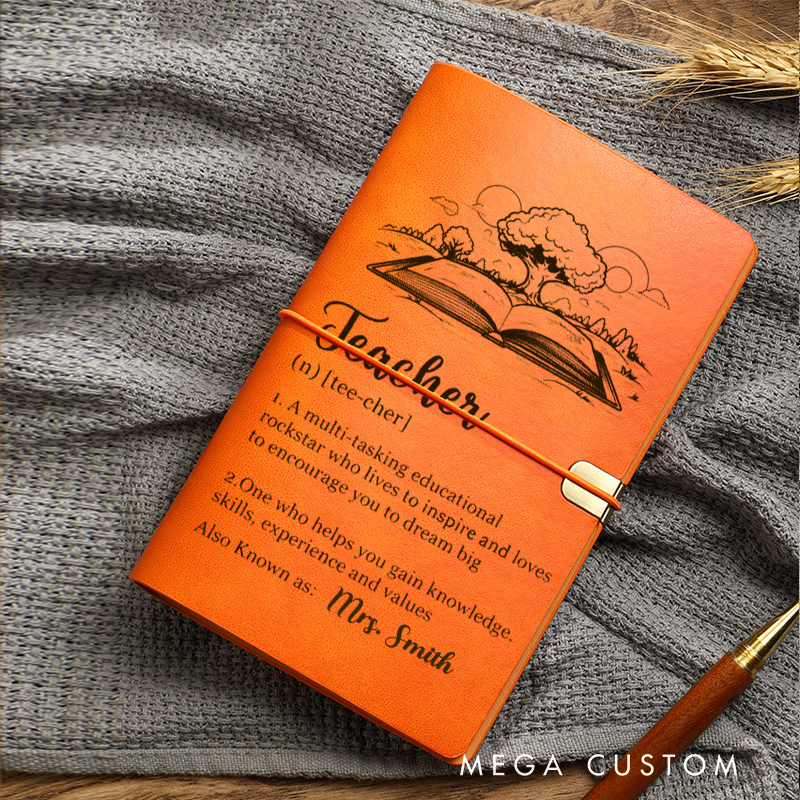 Personalized Teacher A6 Leather Wraparound Notebook Appreciation Gift for Teachers