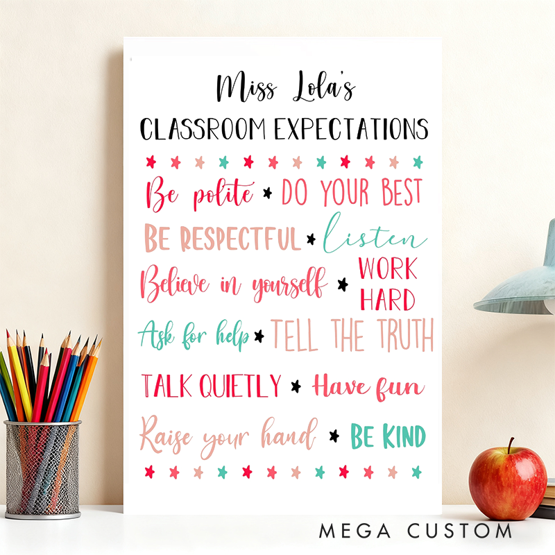 Personalized Teacher Poster Print Gift Teacher's Classroom Expectations Design Home Classroom Wall Art Unique Gift for Teachers