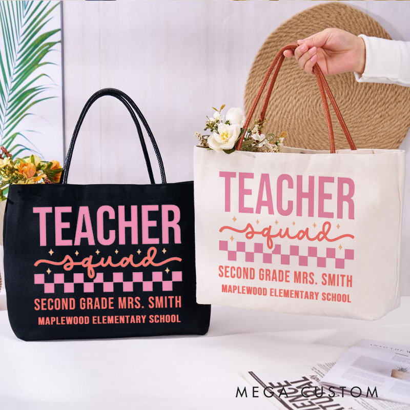Personalized Teacher Canvas Tote Bag Appreciation Gift for Teacher Team
