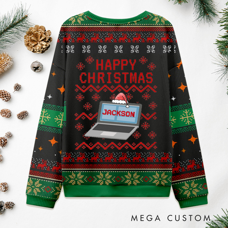 Personalized Christmas Ugly Sweater Computer Design Sweater Gift for Coworkers
