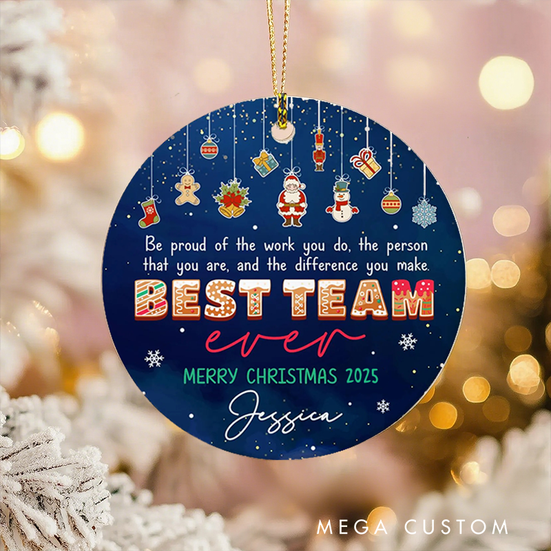 Personalized  Christmas Ornament with Best Team Design Gift for Coworkers
