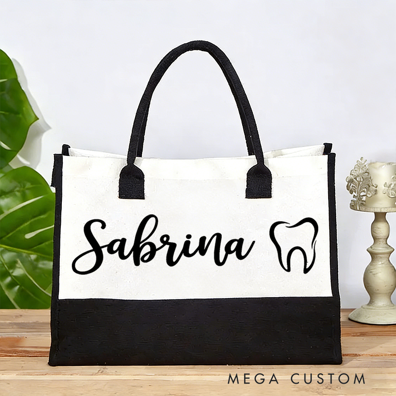 Personalized Nurse Tote Bag Custom Name Tooth Bag Thoughtful Gift for Nurses