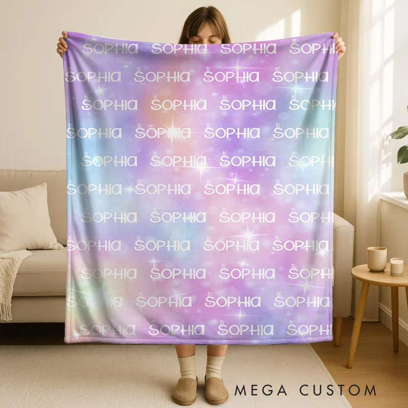 Personalized Cartoon Cute Font Fleece Blanket with Name High Quality Super Soft Home Decor Birthday Gift for Kids