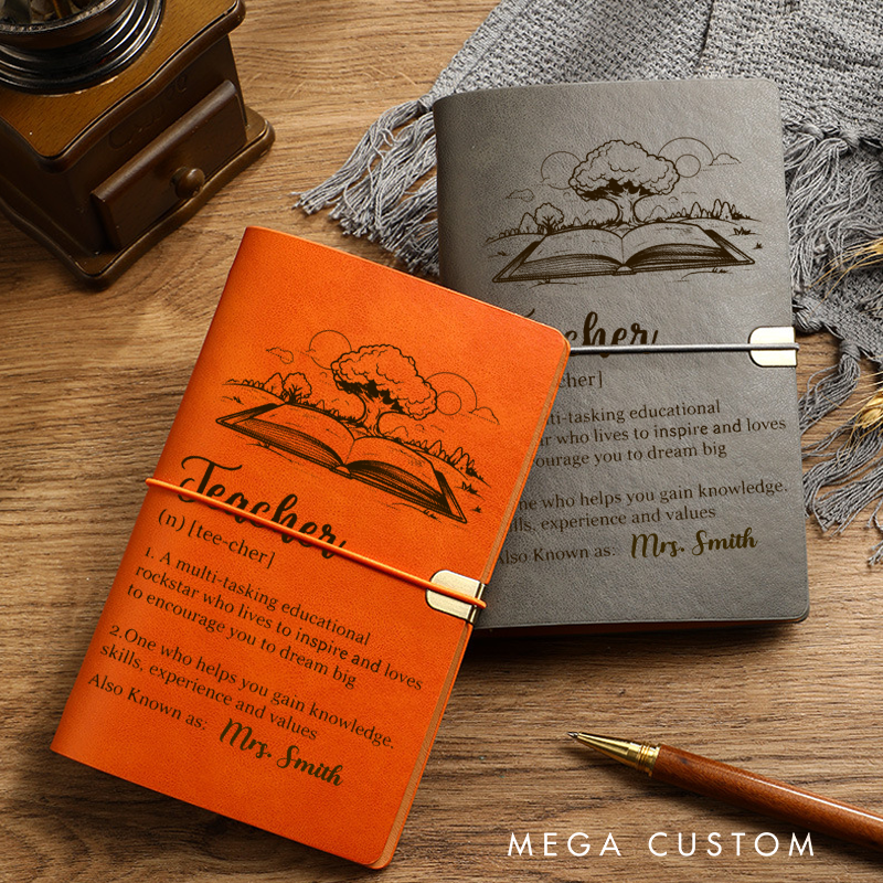Personalized Teacher A6 Leather Wraparound Notebook Appreciation Gift for Teachers