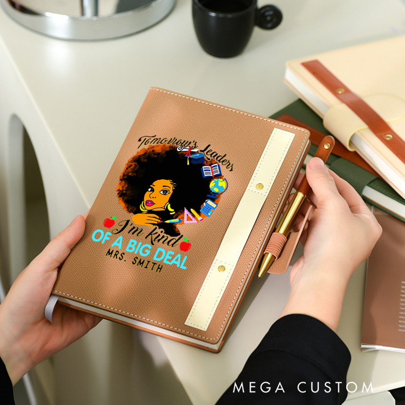 Personalized A5 Lined Notebook with Pen Loop for Teachers Tomorrow's Leader Design Notebook Appreciation Gift for Teachers