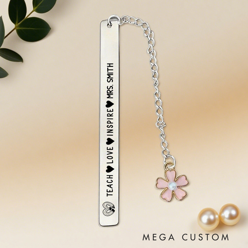 Personalized Stainless Steel Bookmark for Teachers Pencil Rainbow Teach Love Inspire Design Bookmark Teacher Thoughtful Gift