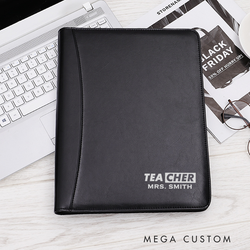 Personalized Teacher Notebook A5 PU Leather Zipper Notebook Cool Teacher Design Teacher Appreciation Gift
