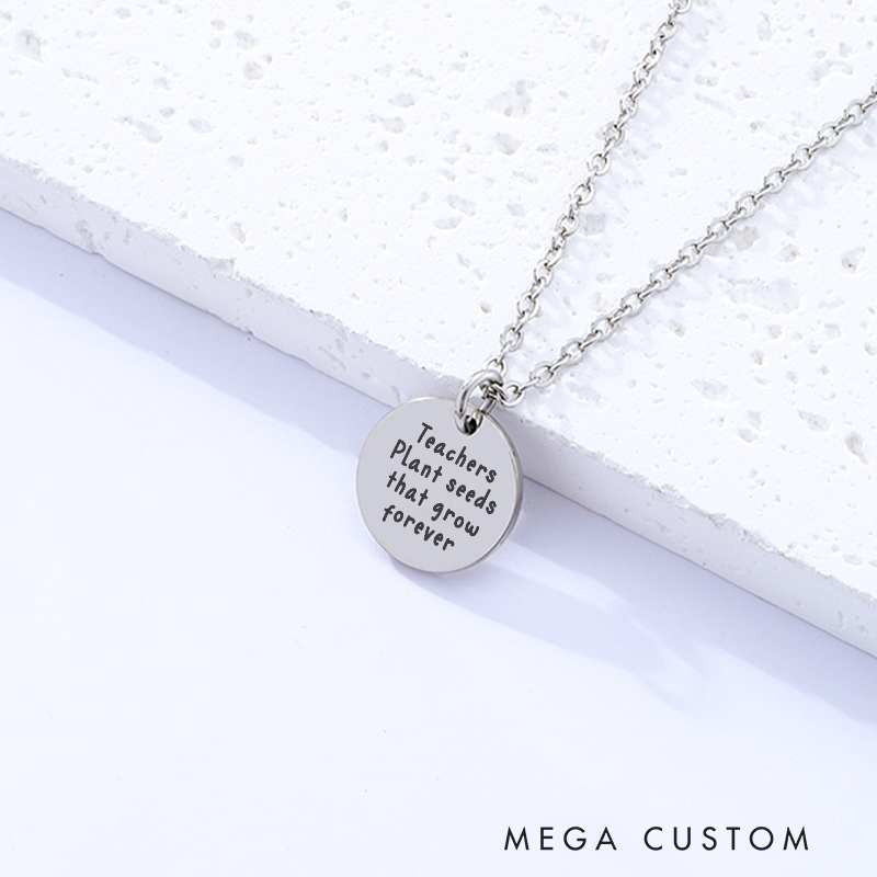 Personalized Teacher Engraved Necklace Teachers Plant Seeds That Grow Forever Design Necklace Thank You Gift for Teachers