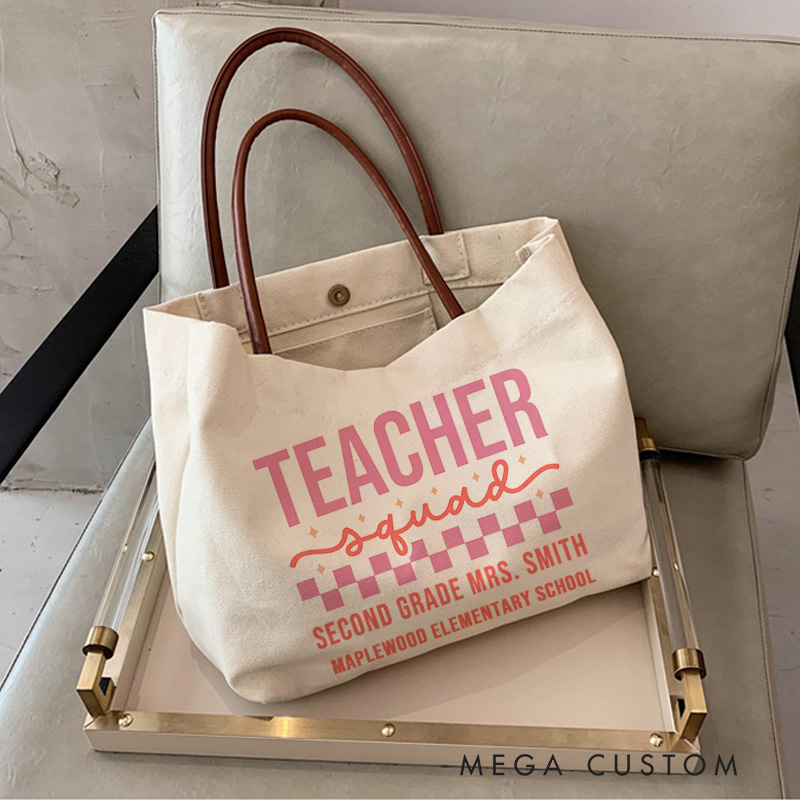 Personalized Teacher Canvas Tote Bag Appreciation Gift for Teacher Team