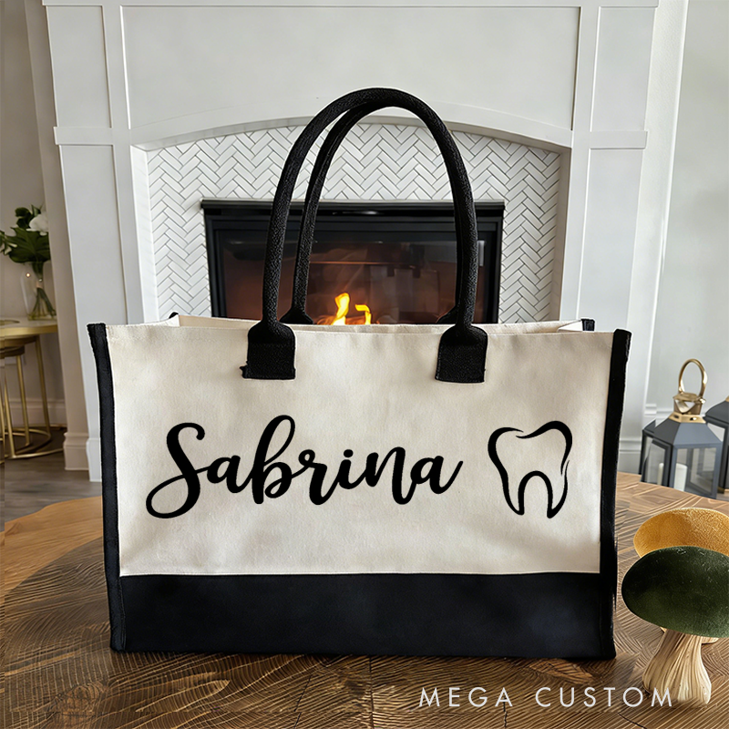 Personalized Nurse Tote Bag Custom Name Tooth Bag Thoughtful Gift for Nurses