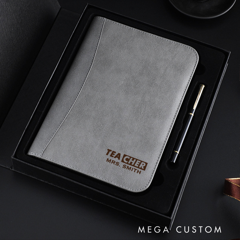 Personalized Teacher Notebook A5 PU Leather Zipper Notebook Cool Teacher Design Teacher Appreciation Gift