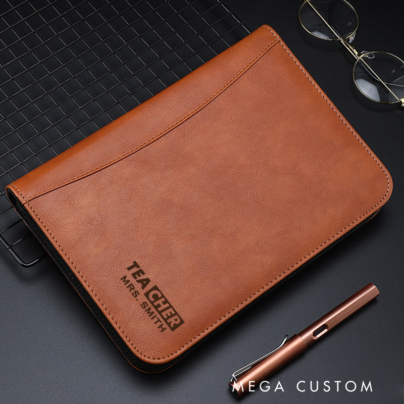 Personalized Teacher Notebook A5 PU Leather Zipper Notebook Cool Teacher Design Teacher Appreciation Gift