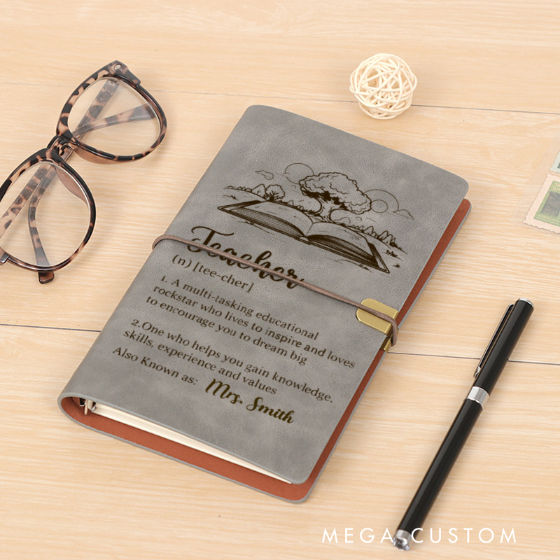 Personalized Teacher A6 Leather Wraparound Notebook Appreciation Gift for Teachers