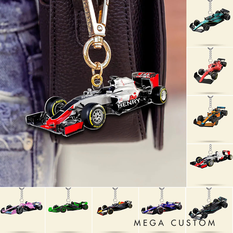 Personalized Acrylic Keychain Custom Name Racing Car Keychain Gift for Racer and Car Lovers