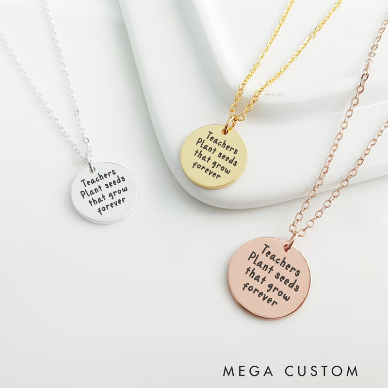 Personalized Teacher Engraved Necklace Teachers Plant Seeds That Grow Forever Design Necklace Thank You Gift for Teachers