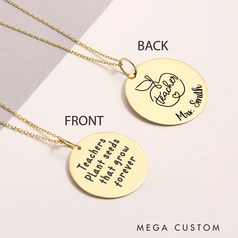 Personalized Teacher Engraved Necklace Teachers Plant Seeds That Grow Forever Design Necklace Thank You Gift for Teachers