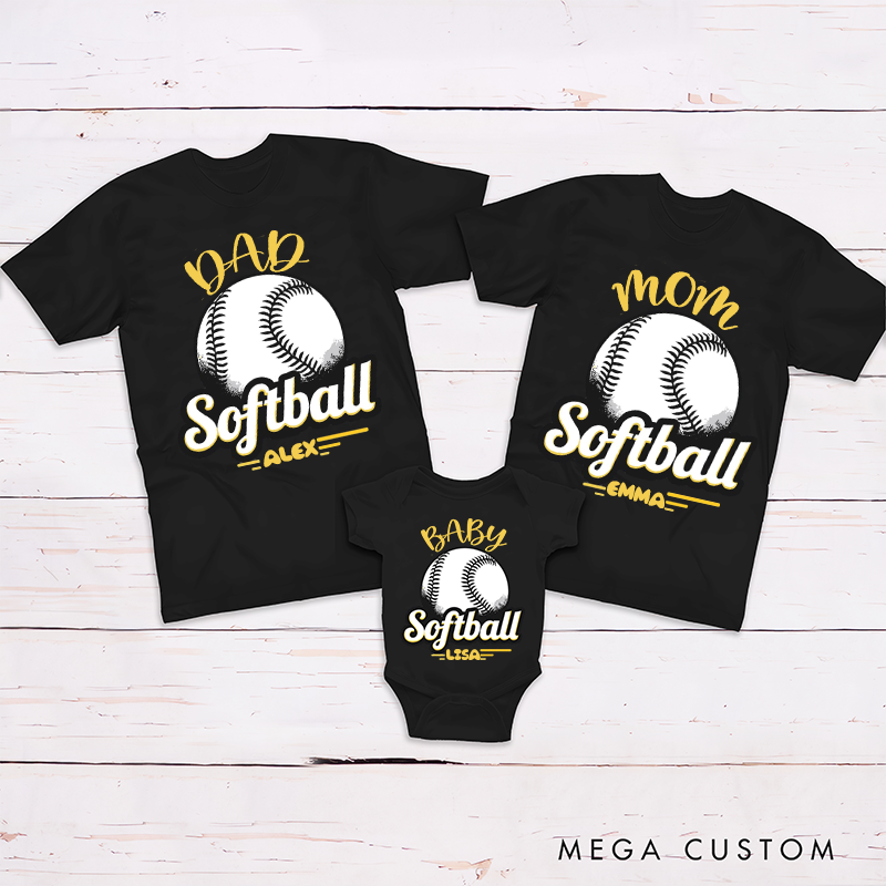 Personalized Dad Mom Softball Family Matching Outfit Family Gift