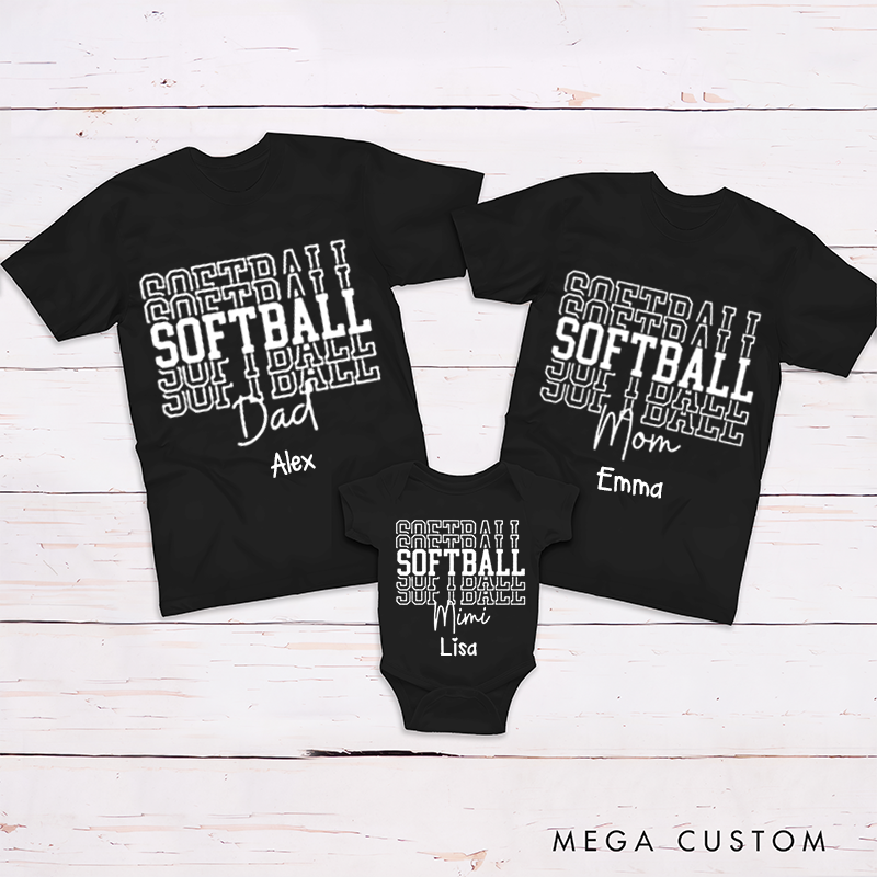 Personalized Softball Family Matching Outfit Gift for Softball Mom Dad