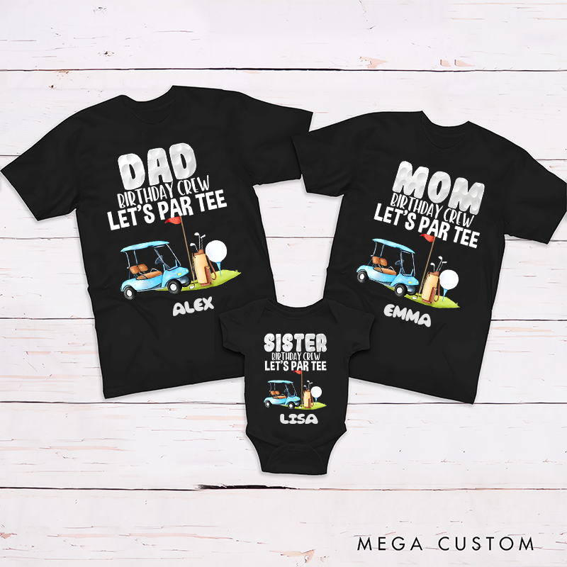 Personalized Golf Family Matching Outfit little Golfer Birthday Party Let's Par Tee Golfing 
