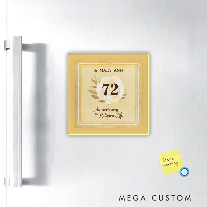 Personalized Anniversary of Religious Life Nun Magnetic Fridge Magnet with Name and Year Number Religious Gift Anniversary Gift