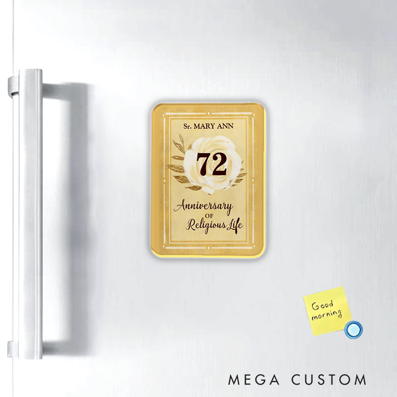 Personalized Anniversary of Religious Life Nun Magnetic Fridge Magnet with Name and Year Number Anniversary Gift Religious Gift for Nun