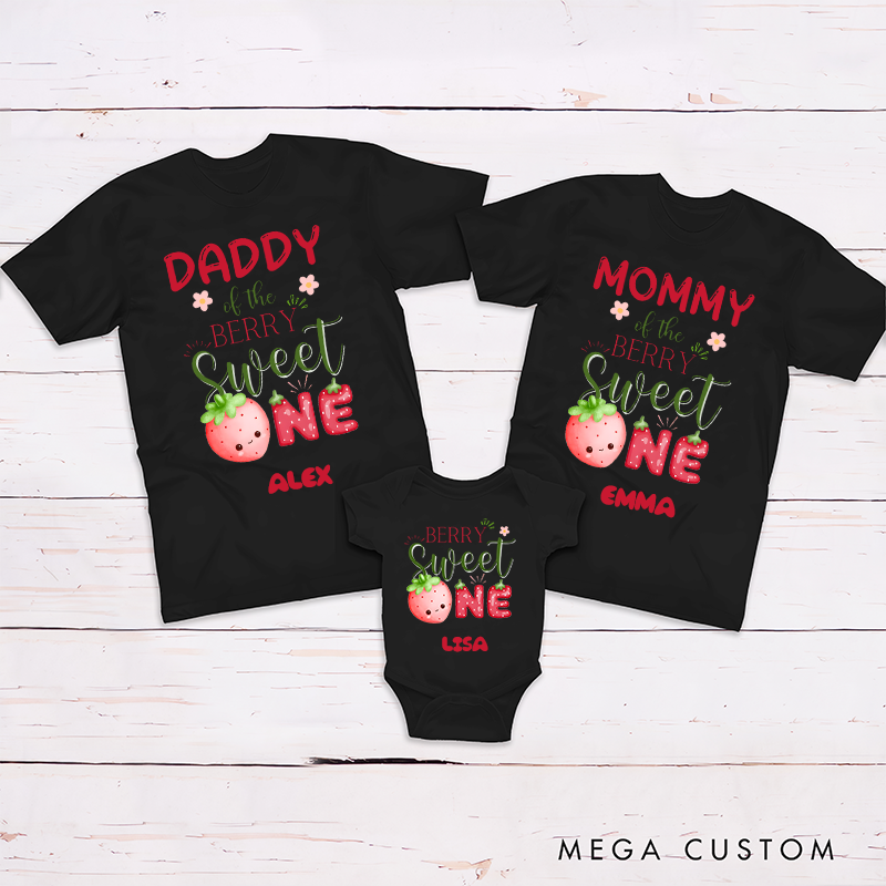 Personalized Berry Sweet Strawberry Birthday Family Matching Outfits