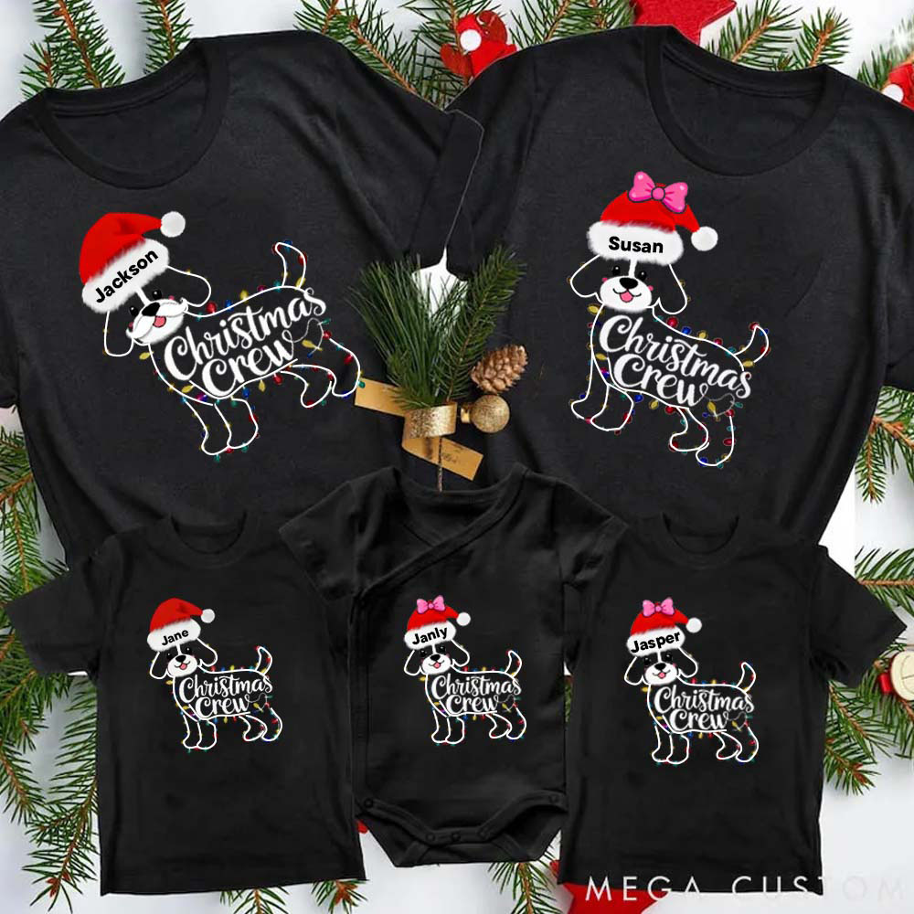 Personalized Christmas Family Shirt Dog Lover Family Christmas Shirt Custom Family Name Tee Funny Dog Lover Christmas Tee Gift For Christmas Xmas Gift