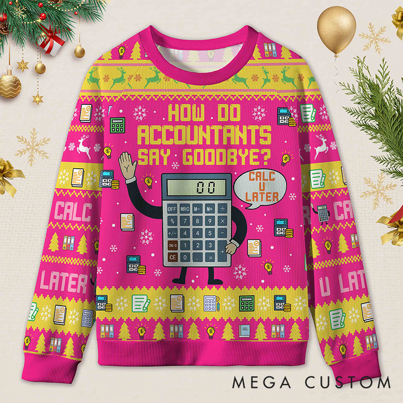 Personalized Accounting Hilarious Greeting Ugly Christmas Sweater Funny Financial Gift for Accountants