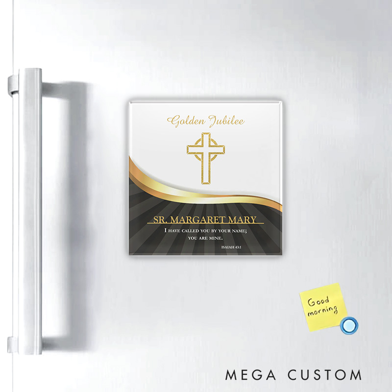 Personalized Golden Jubilee of Religious Life 50 Year Magnetic Fridge Magnet with Name Religious Gift Anniversary Gift