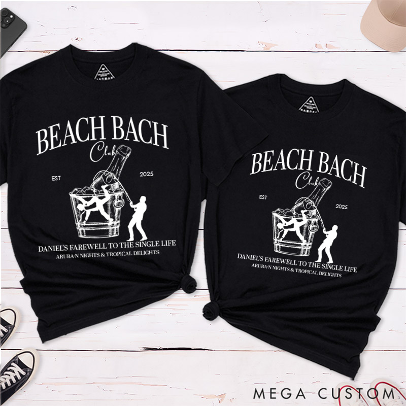 Personalized LGBTQ Bachelor Party T-Shirts Gay Beach Bach Club Matching Shirt LGBTQA+ Gay Wedding Party Favors Tee 