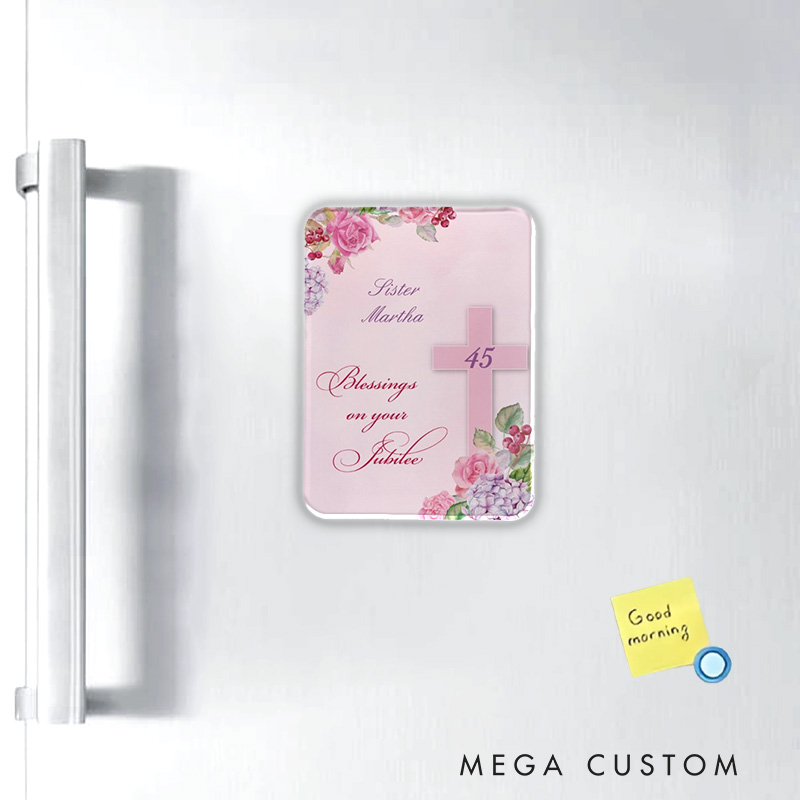 Personalized 45th Anniversary of Religious Life Catholic Nun Magnetic Fridge Magnet with Name and Year Number Religious Gift Anniversary Gift