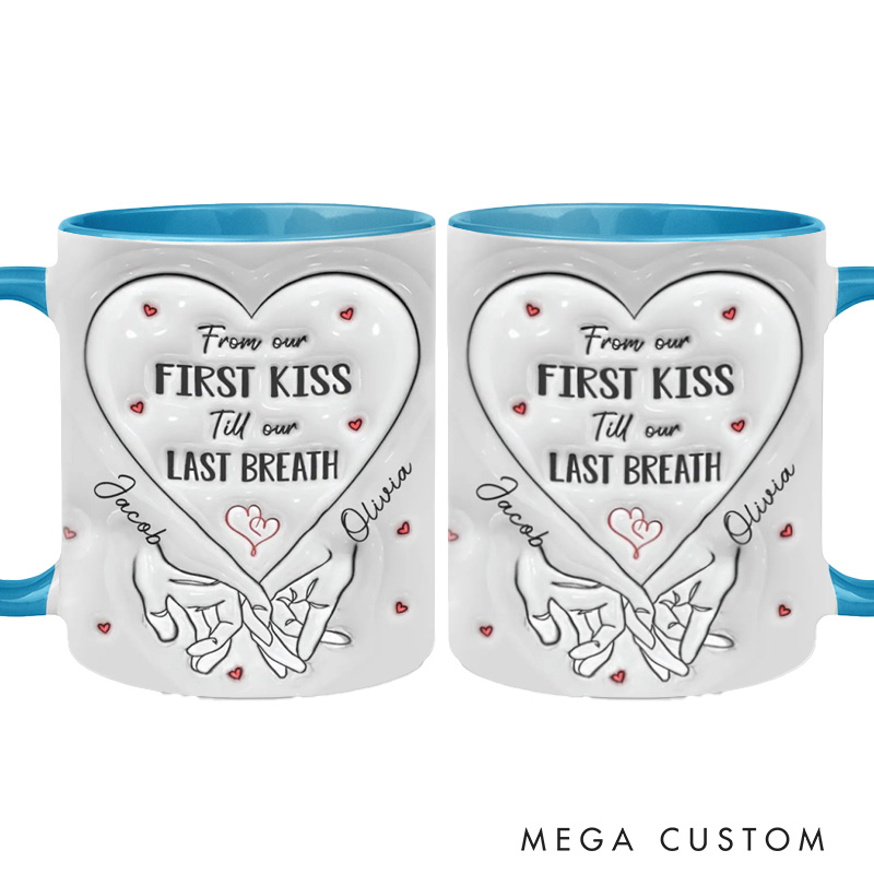 Personalized From Our First Kiss Till Our Last Breath Couple Matching Mugs Anniversary Gift Mugs For Couple 