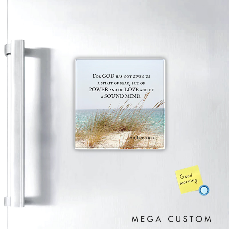 Personalized 2 Timothy 1:7 God Has Not Given a Spirit of Fear Magnetic Fridge Magnet with Name Religious Gift Faith Gift