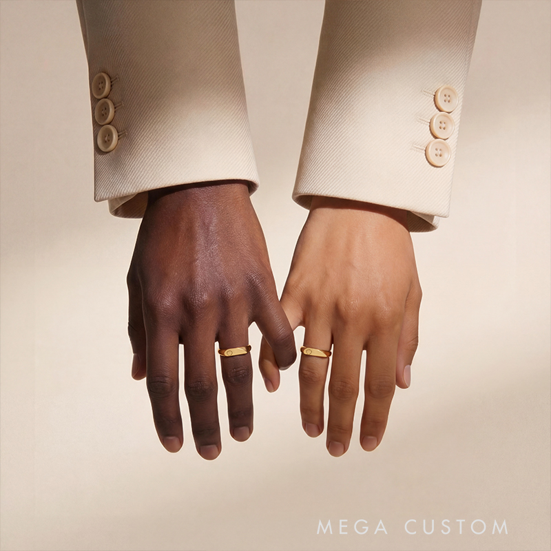 Personalized Half-Heart Infinity Symbol Couple's Matching Rings Personalized Gold Promise Jewelry 925 Sterling Silver