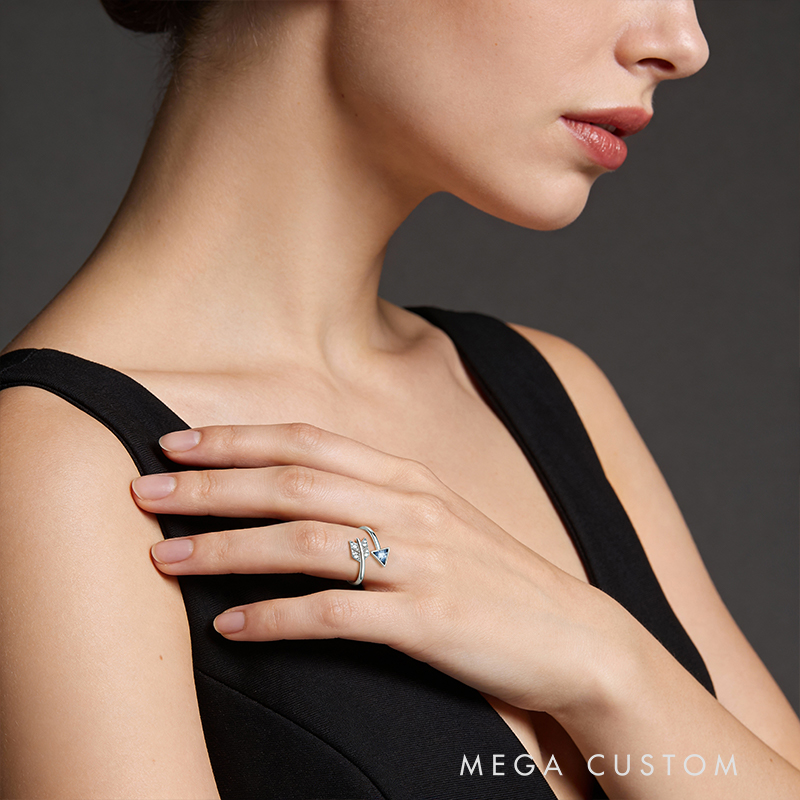 Personalized Romantic Arrow of Love Adjustable Ring in Sterling Silver with Custom Text