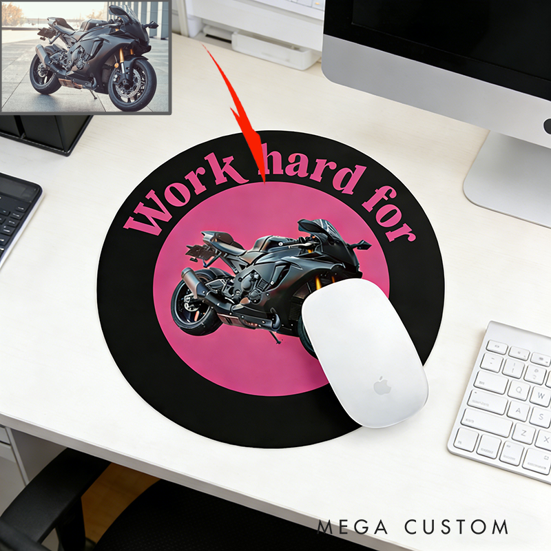 Personalized Motorcycle Mouse Pad with Custom Photo Design Gift for Bikers and Motorcycle Fans