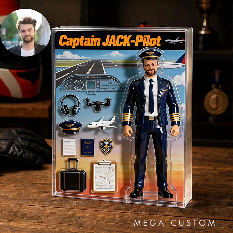 Personalized Pilot Captain Theme Acrylic Block Plaque Custom Photo Perfect Holiday Gift