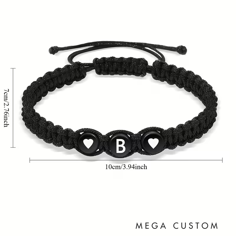 Personalized English Letter Bracelet Acrylic Heart Beads Adjustable Hand Woven Simple Versatile Groomsmen Bracelets Men’s Gifts Valentine’s Day Gifts
