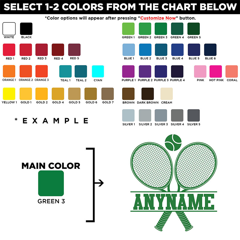 Personalized Tennis Lover Sticker Crossed Rackets with Your Name  