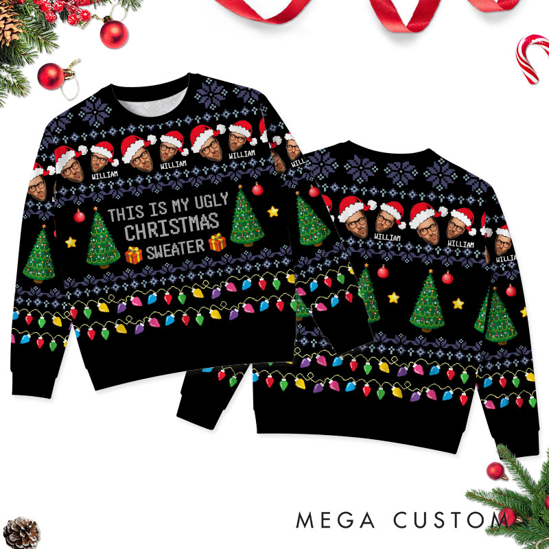 Personalized Couple Christmas Ugly Sweater Couple Photo Ugly Sweatshirt Christmas Gift for Boyfriend Girlfriend Husband Wife