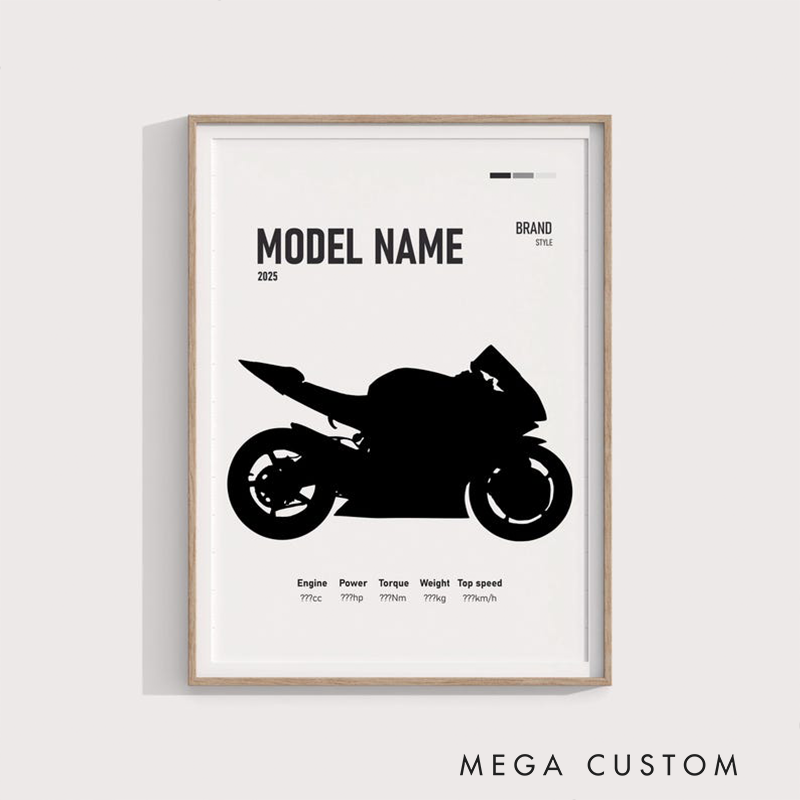 Personalized Custom Motorbike Poster Unique Motorcycle Art Print High Quality Wall Decor Stylish Custom Gift for Motorsport Racer and Motorcycle Lovers